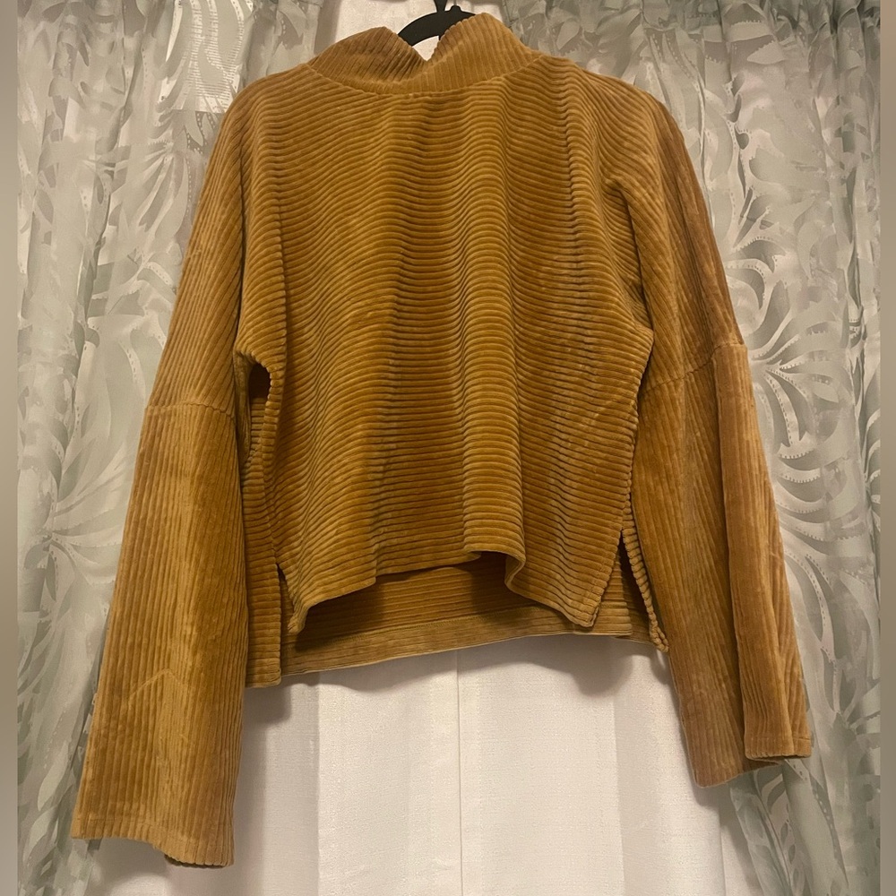 Madewell Mustard Corduroy Ribbed Mock Neck Sweater